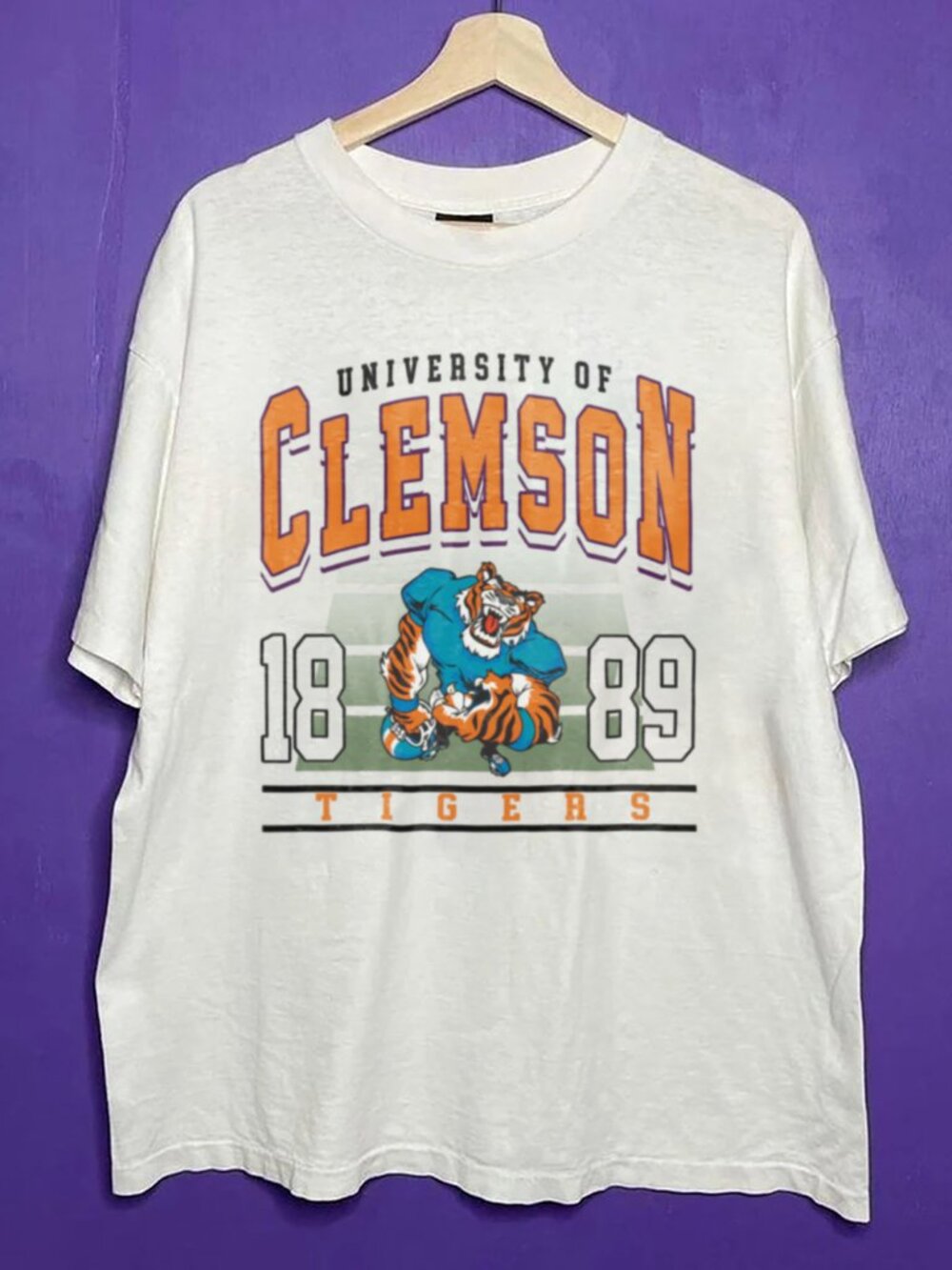 Vintage 1889 Clemson Tigers Football Mascot Fan Shirt, Clemson University Shirt